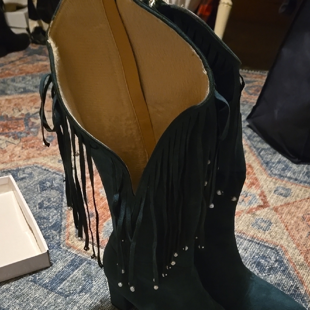 Women's Green Fringe Boots